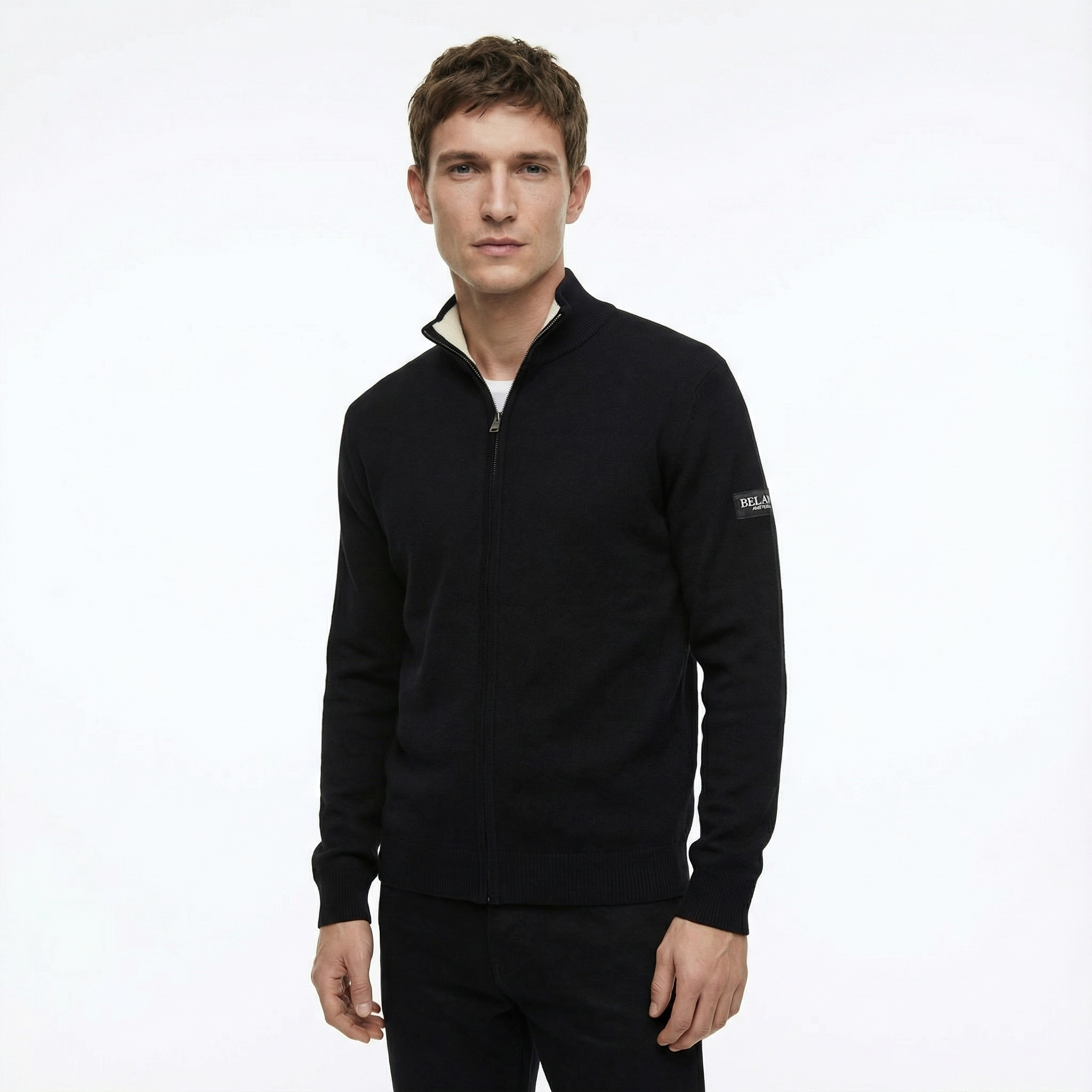 The signature zip cardigan Black