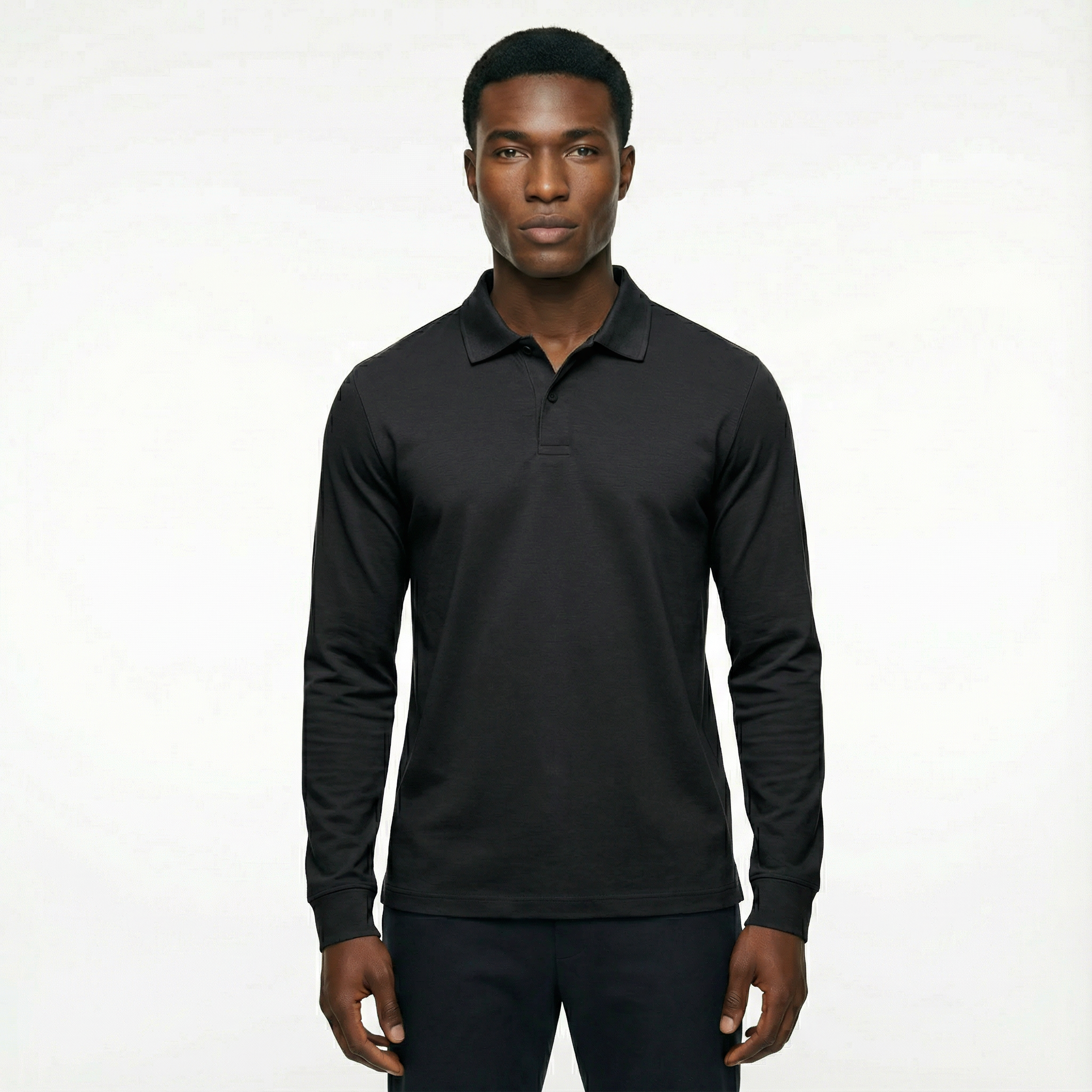 The mercer Long Sleeve Polo Black