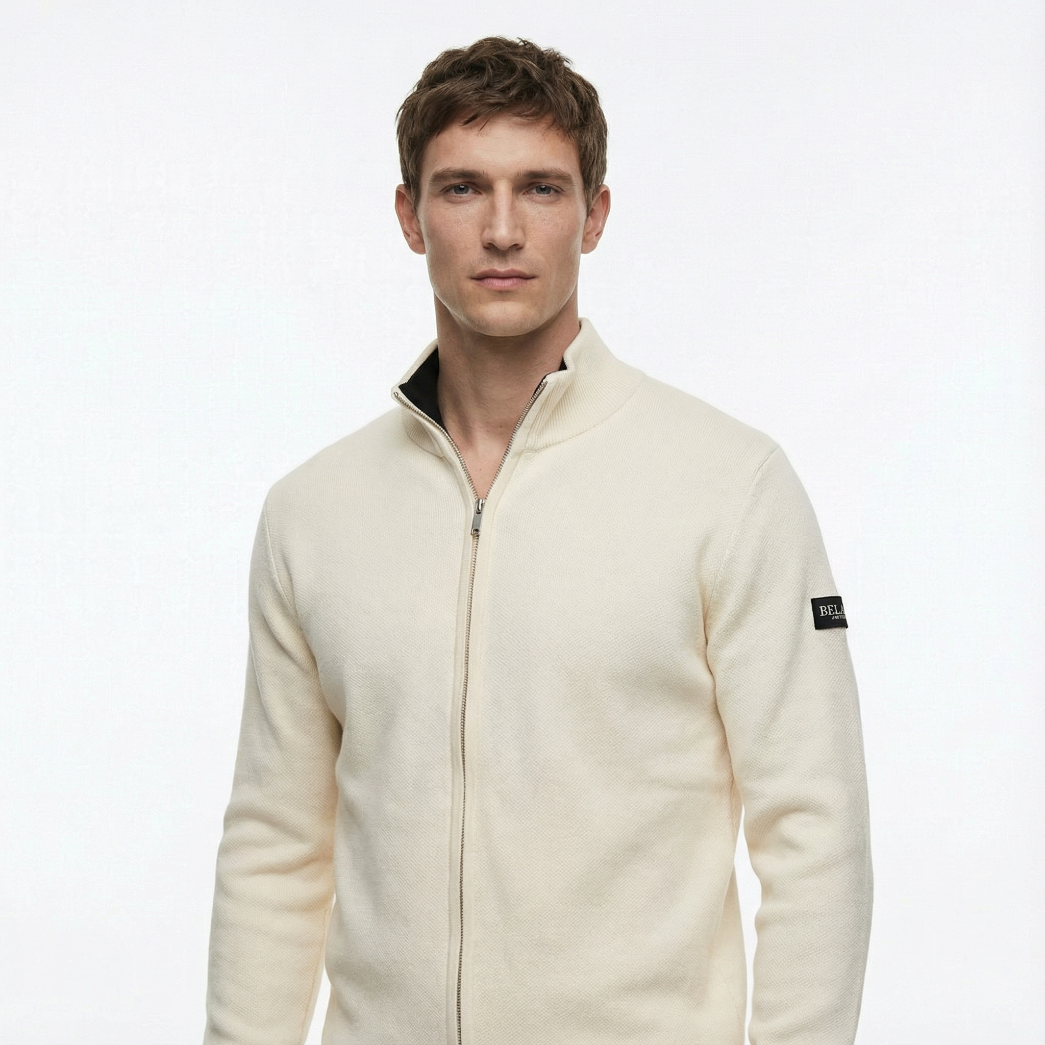 The signature zip cardigan Beige